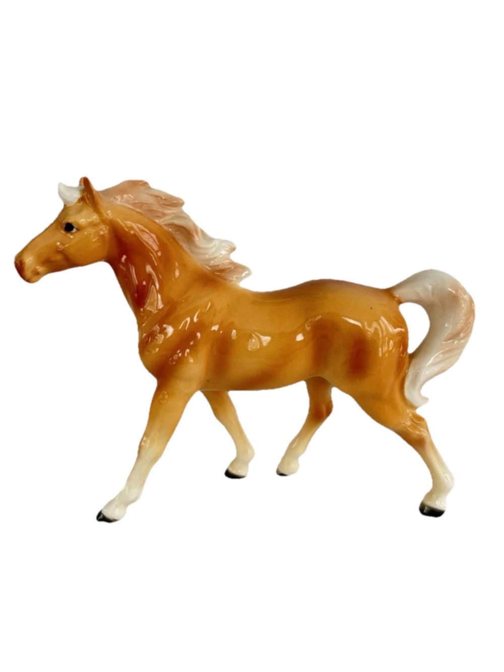 Vintage Amber Ceramic Porcelain Horse Figurine Japan